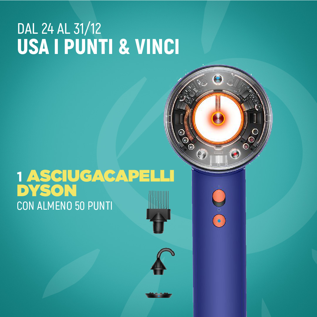 1 asciugacapelli dyson<br>(con almeno 50 punti)